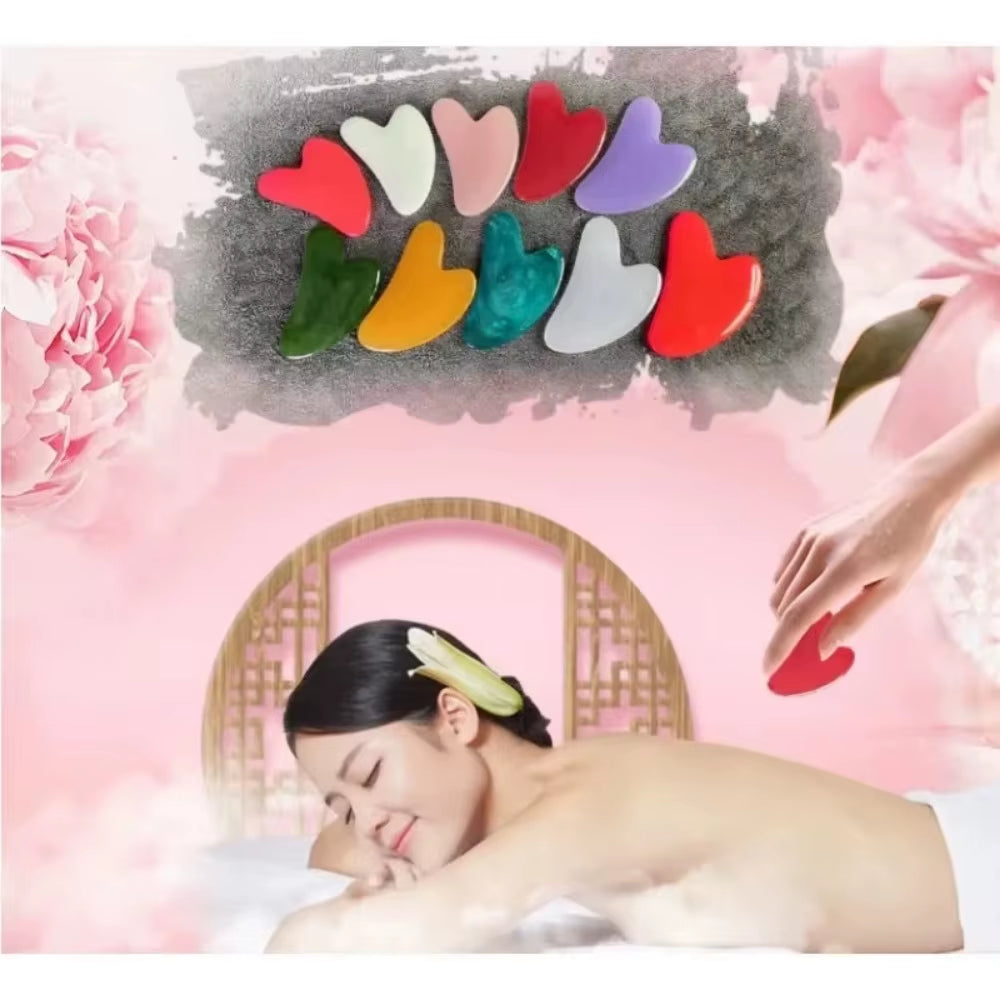 Portable Natural Resin Gua Sha Scraper Board Rose Quartz Scraper Face Lifting Anti-Wrinkle Massage Board Body Beauty Spa Massage