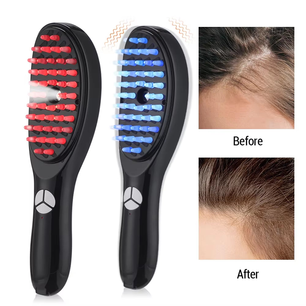 Electric LED Scalp Massage Comb Soft Scalp Head Fluid Brushes Head Massage Comb for Hair Growth Applicator