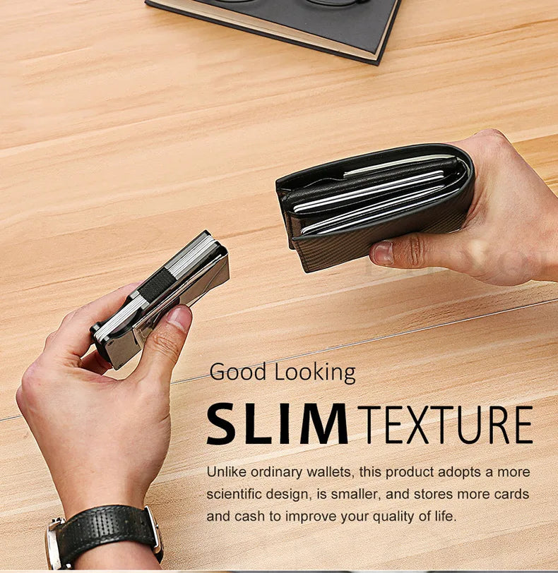 Slim Carbon Fiber Wallet for Men – RFID Blocking with Money Clip
