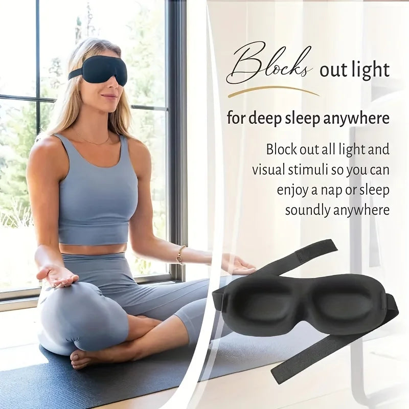 3D Contoured Sleep Mask – Ultra-Soft, Light Blocking Eye Cover for Travel & Rest