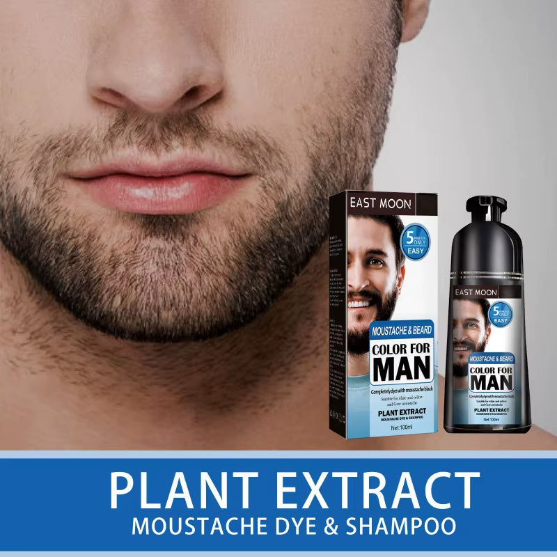 Beard Dye Shampoo Long Lasting Black Colorant Strengthening Nourishing Covering Grey Improving Thicker Men Permanent Dye Shampoo