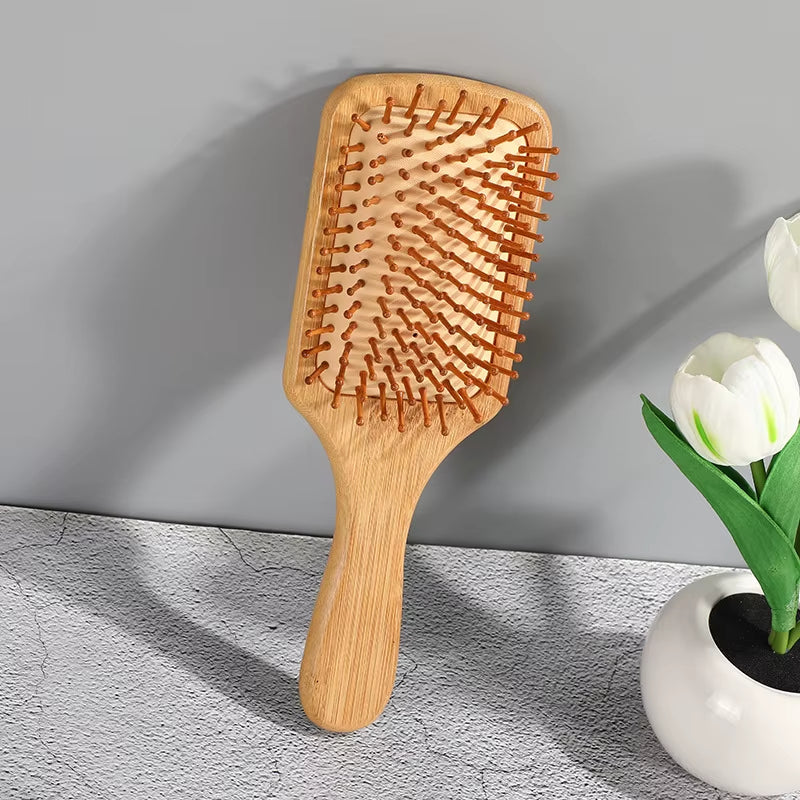 1PC Wood Comb Professional Healthy Paddle Cushion Hair Loss Massage Brush Hairbrush Comb Scalp Hair Care Healthy Bamboo Comb