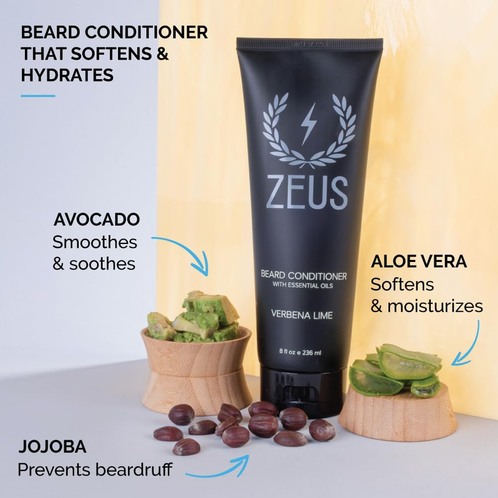 Beard Wash & Beard Conditioner Set with Green Tea for Men, Soften, Hydrates & Moisturizes - MADE in USA (Sandalwood)