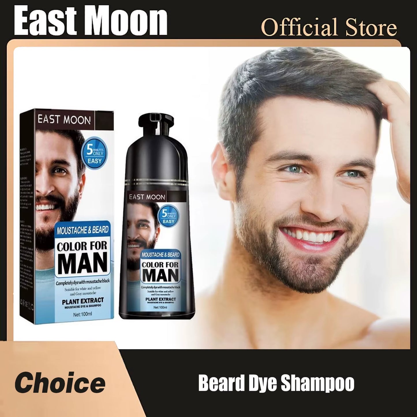 Beard Dye Shampoo Long Lasting Black Colorant Strengthening Nourishing Covering Grey Improving Thicker Men Permanent Dye Shampoo