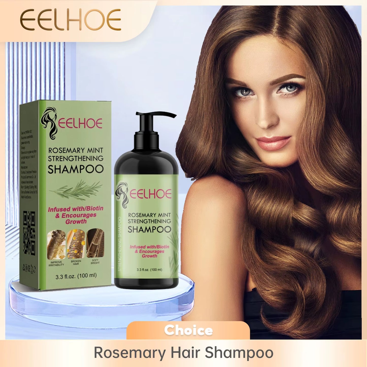 Rosemary Shampoo anti Frizz Smoothing Hair Nourishing Shampoo Oil Control Repair Damaged Hair Strengthening Shampoo 100Ml