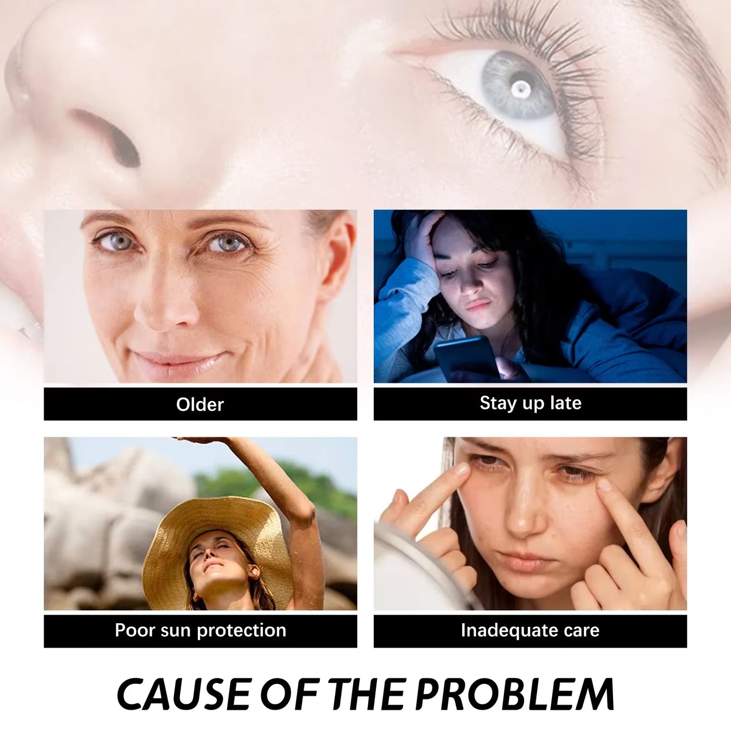 Retinol anti Dark Circles Cream Women Men Remove Wri-Nkle Eye Bags Reduce Fine Line Puffiness Moisturizing Brighten Skin Care