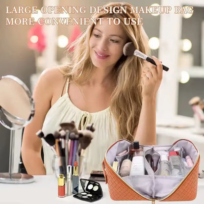 Travel Large Cosmetic Bag Luxury Women Lady Toiletry Women Makeup Bag Pouch Portable Leather Makeup Storage Bag