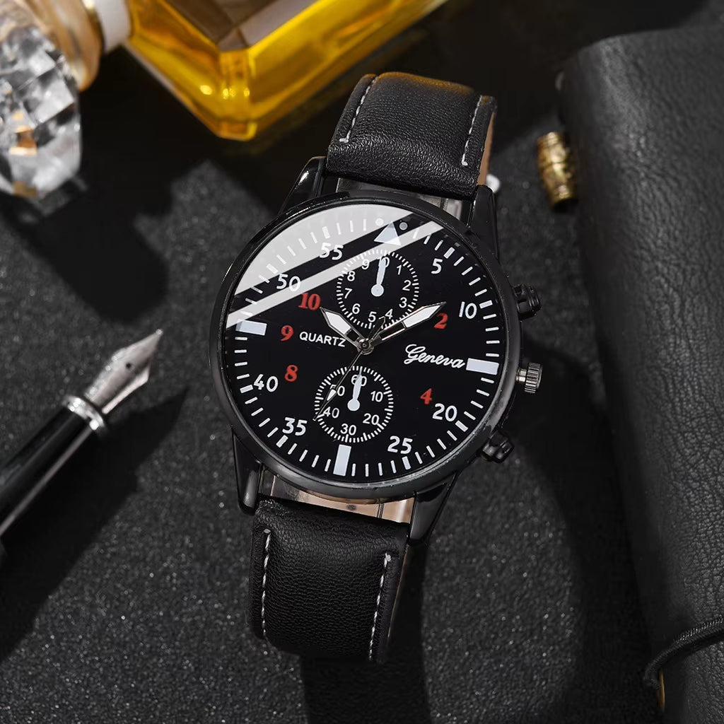 3Pcs Men'S New Fashion Versatile Watch - Quartz Movement, Sunglasses, Wallet Perfect Business and Leisure Party Gift