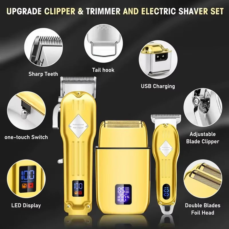 Hair Clippers for Men T-Blade Nose Hair Trimmer Foil Shavers for Men Barber Kit 4 in 1 Professional Men Hair Clippers