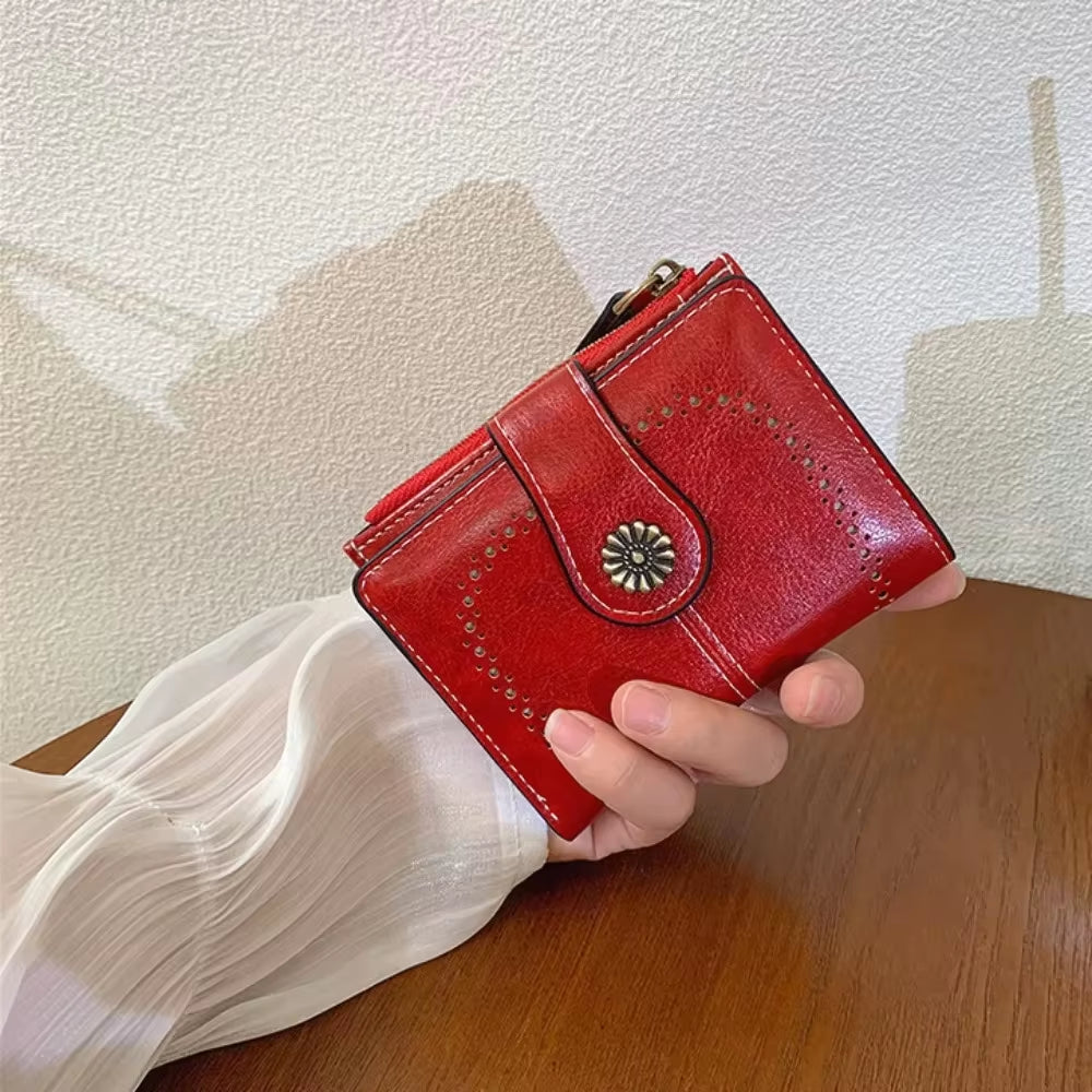 Women Wallet PU Leather Purse Female Long Wallet Gold Hollow Leaves Pouch Handbag for Women Coin Purse Card Holders Clutch