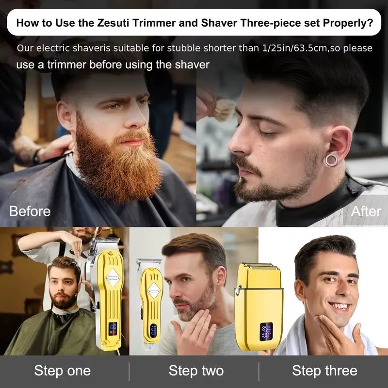 Hair Clippers for Men T-Blade Nose Hair Trimmer Foil Shavers for Men Barber Kit 4 in 1 Professional Men Hair Clippers