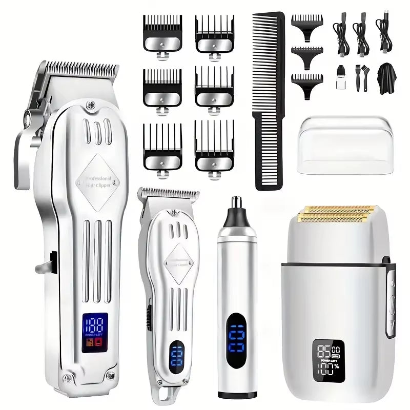 Hair Clippers for Men T-Blade Nose Hair Trimmer Foil Shavers for Men Barber Kit 4 in 1 Professional Men Hair Clippers