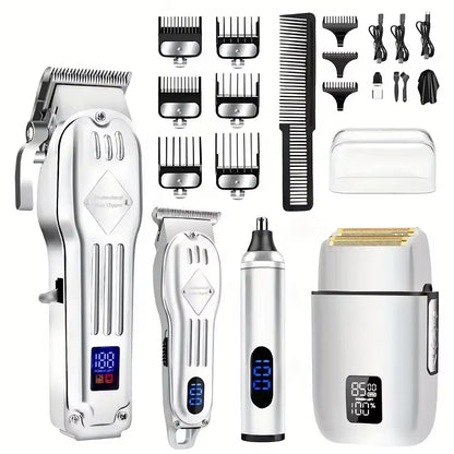 Hair Clippers for Men T-Blade Nose Hair Trimmer Foil Shavers for Men Barber Kit 4 in 1 Professional Men Hair Clippers