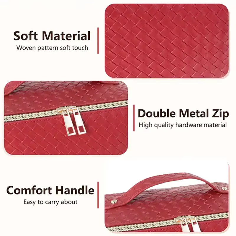 Travel Large Cosmetic Bag Luxury Women Lady Toiletry Women Makeup Bag Pouch Portable Leather Makeup Storage Bag