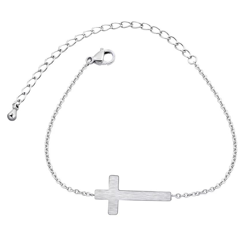 Jesus Cross Charm Bracelets for Women Men Jewelry Stainless Steel Chain Pulseras Christian Crucifix Bileklik Bracelet Homme