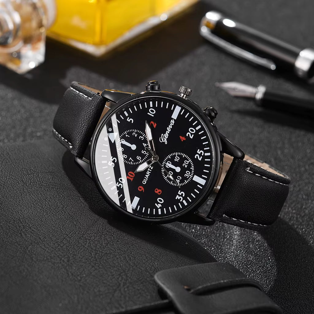 3Pcs Men'S New Fashion Versatile Watch - Quartz Movement, Sunglasses, Wallet Perfect Business and Leisure Party Gift