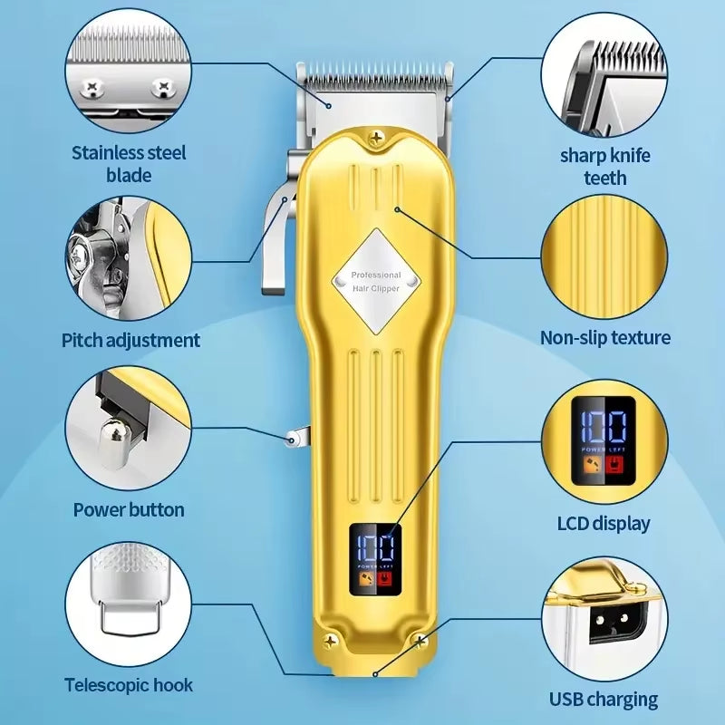Hair Clippers for Men T-Blade Nose Hair Trimmer Foil Shavers for Men Barber Kit 4 in 1 Professional Men Hair Clippers