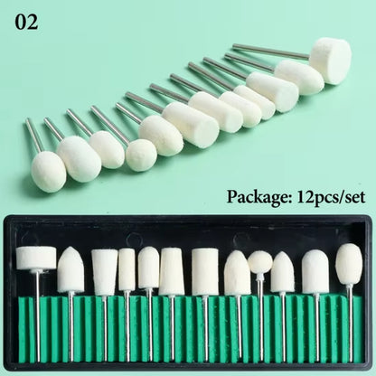 Nail Drill Bits Set Quartz Stone Diamond Wool Milling Cutter for Manicure Tools Grinding Sanding Sander Cuticle Pedicure File