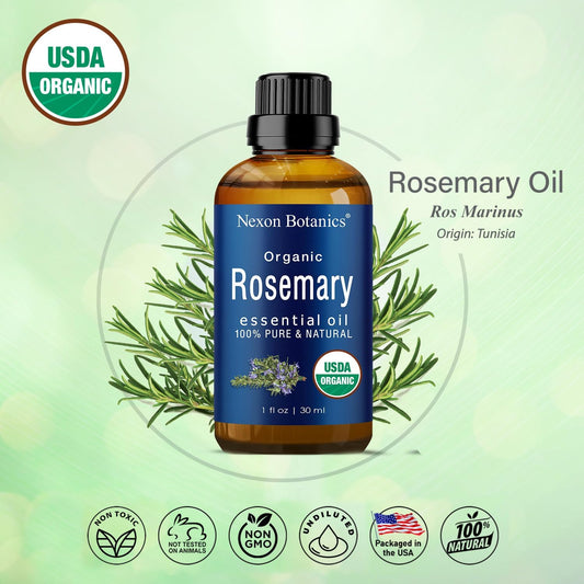 Organic Rosemary Essential Oil 30 Ml - Pure, Natural Oil for Aromatherapy, Skin, and Hair Growth - Aceite De Romero -