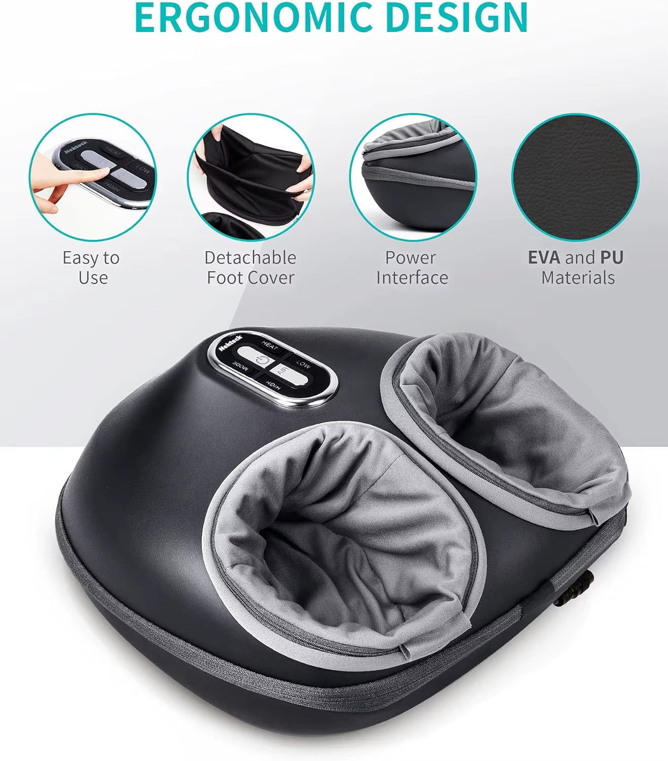 New Shiatsu Foot Massager Machine with Soothing Heat, Air Compression, Improve Blood Circulation and Foot Wellness