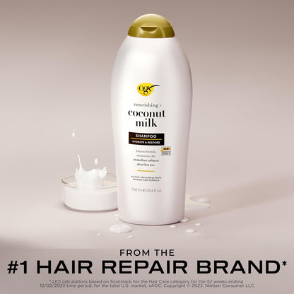 Nourishing + Coconut Milk Shampoo, Hydrating & Restoring Shampoo Moisturizes for Soft Hair after the First Use, Paraben-Free, Sulfate-Free Surfactants, 25.4 Fl. Oz