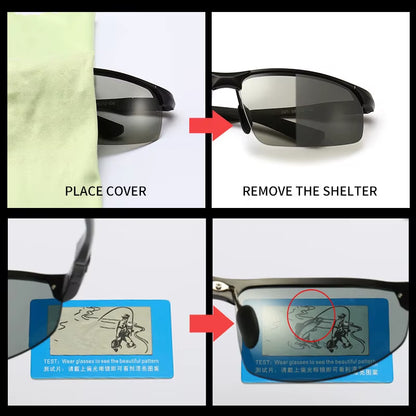 Photochromic Sunglasses Men Polarized Day Night Driving Glasses High Quality Aluminium Rimless Chameleon Eyewear Gafas
