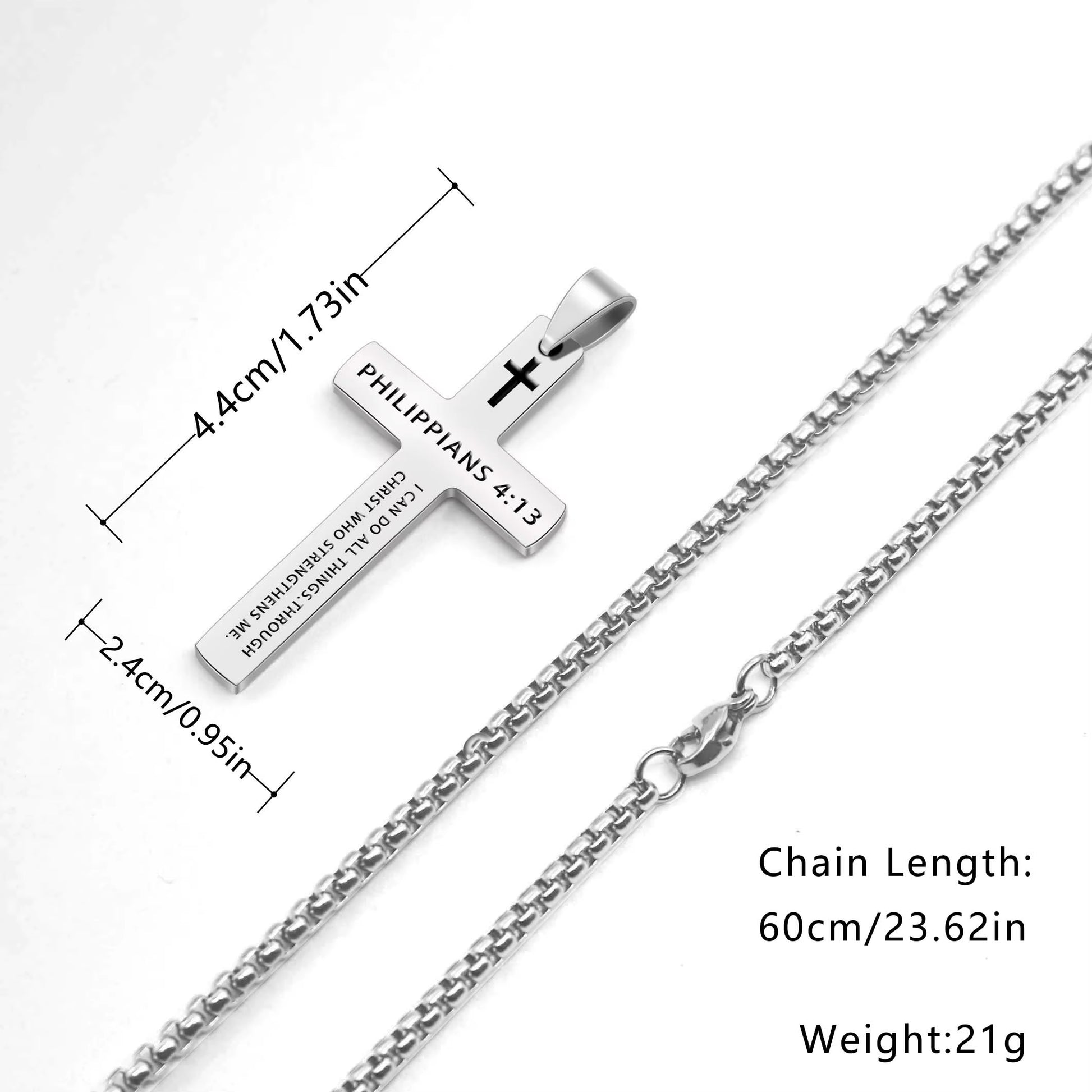 1PC 304L Stainless Steel Bible Verse Necklace for Men Jesus Cross Necklace Men Spiritual Jewelry