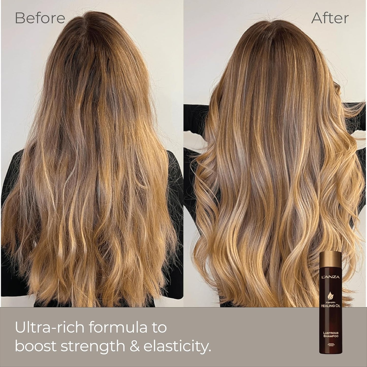 L'ANZA Keratin Healing Oil Lustrous Shampoo, Keratin Shampoo for Dry Damaged Hair, Boosts Shine, Strength and Hair Health, Repairing Damage and Prevents Frizz, Sulfate Free, Cruelty Free
