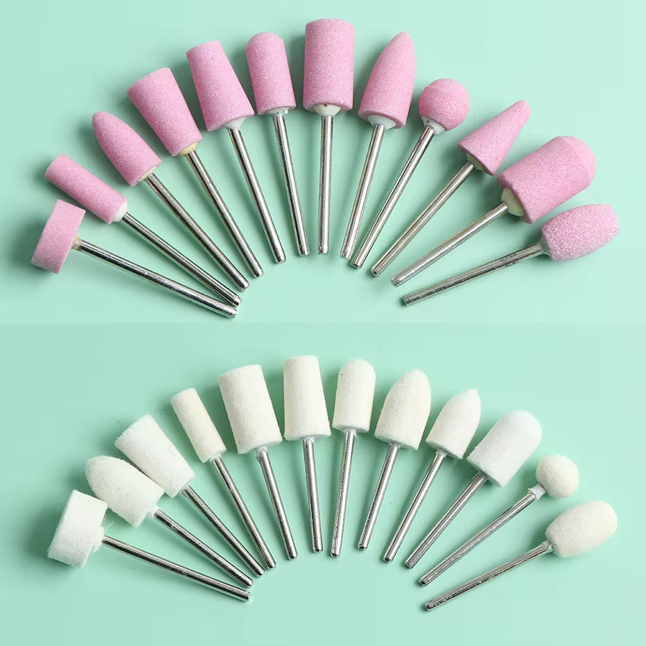 Nail Drill Bits Set Quartz Stone Diamond Wool Milling Cutter for Manicure Tools Grinding Sanding Sander Cuticle Pedicure File