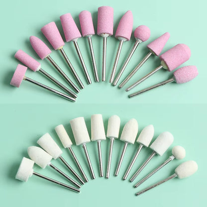 Nail Drill Bits Set Quartz Stone Diamond Wool Milling Cutter for Manicure Tools Grinding Sanding Sander Cuticle Pedicure File