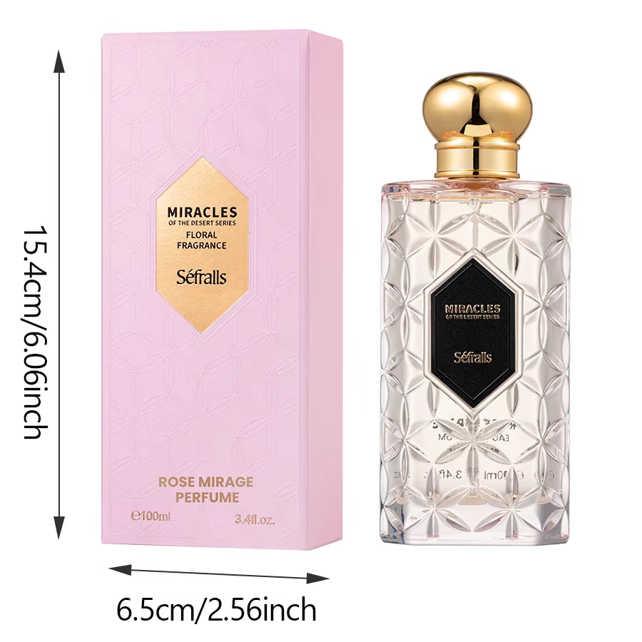 Séfralls ROSE MIRAGE PERFUME FLORAL FRAGRANCE 100Ml/3.4Fl.Oz Luxury Perfume,Long-Lasting Floral Rose Fragrance, Cologne