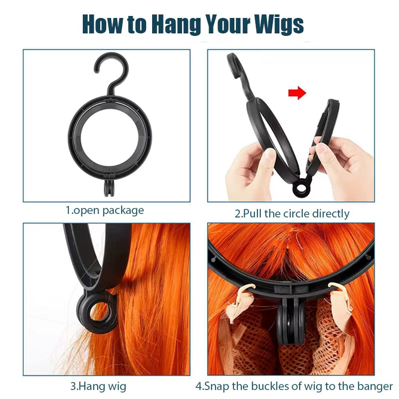 Hanging Wig Stand for Wigs White Black Wig Hanger for Multiple Wigs Durable Wig Holder for Salon Display Wall Wig Stand Holder