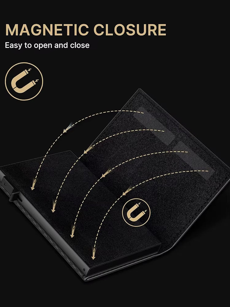 Men'S Card Bag with Air Tag Positioning Slot RFID anti Theft Brush Ultra Thin Metal Wallet Credit Card Clip