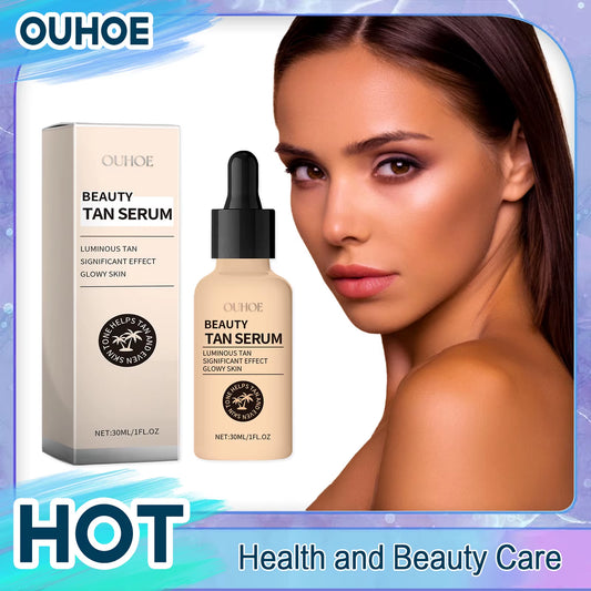 Facial Tanning Serum Liquid Dark Bronzer Blackening Moisturizing Repair Last Summer Beach Outdoor Sunbathing Body Tanner Product