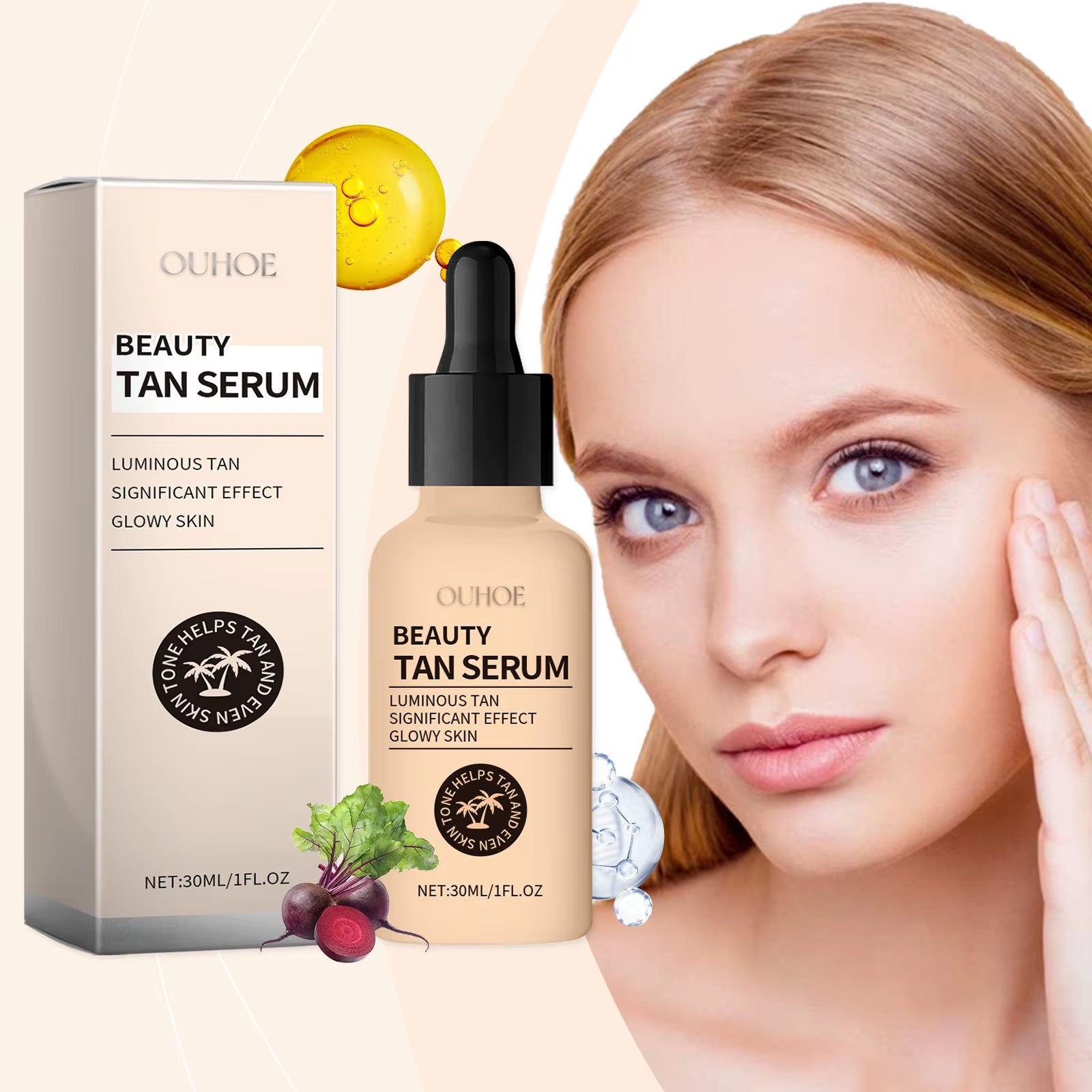 Facial Tanning Serum Liquid Dark Bronzer Blackening Moisturizing Repair Last Summer Beach Outdoor Sunbathing Body Tanner Product