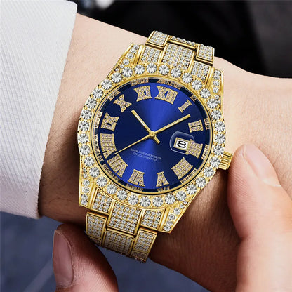 Luxury Iced-Out Quartz Watches – Unisex Design with Cubic Zircon Details