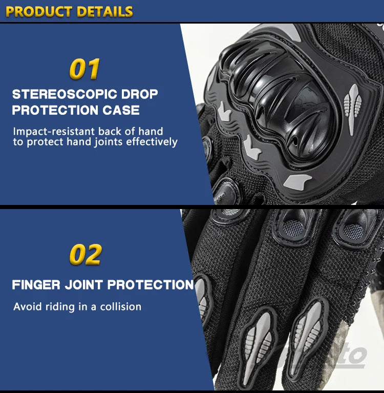 Summer Full-Finger Motorcycle Gloves – Breathable, Non-Slip, Touchscreen-Ready