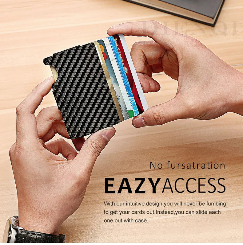 Slim Carbon Fiber Wallet for Men – RFID Blocking with Money Clip