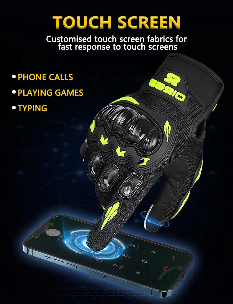 Summer Full-Finger Motorcycle Gloves – Breathable, Non-Slip, Touchscreen-Ready