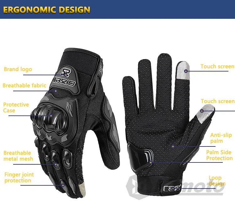 Summer Full-Finger Motorcycle Gloves – Breathable, Non-Slip, Touchscreen-Ready