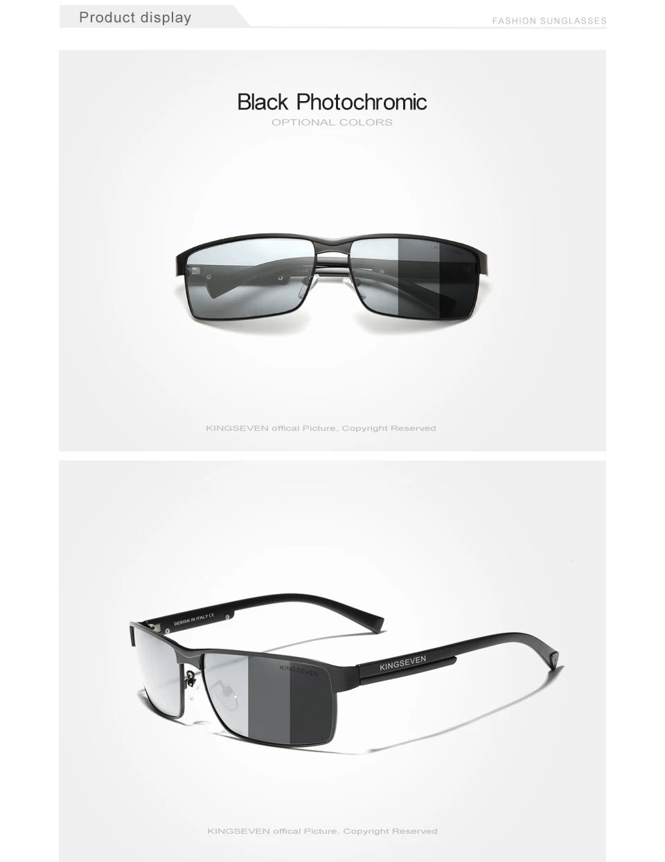 Photochromic Polarized Sunglasses by KINGSEVEN – Men’s Chameleon Pilot Eyewear for Driving