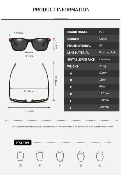 unisex Polarized Sunglasses – Stylish UV400 Eyewear for Driving