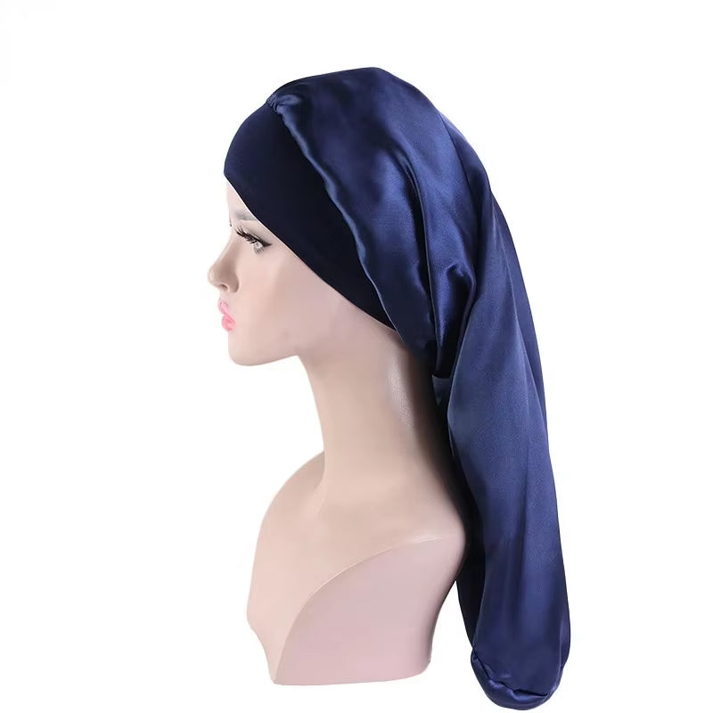 Long Satin Bonnet Sleep Cap Long Hair Care Bonnet Night Sleep Cap for Women Braids Curly Hair Natural Hair Adjustable Sleep Cap