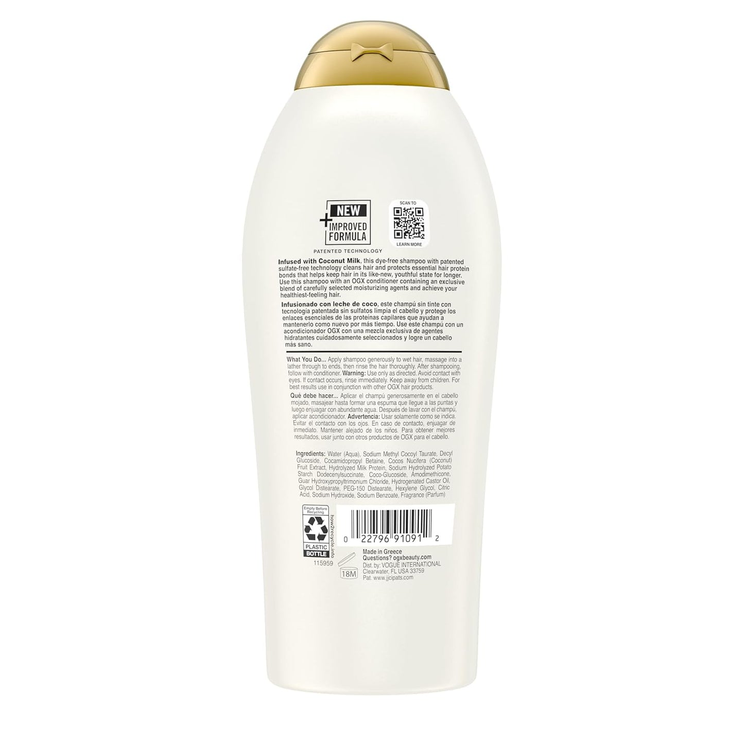 Nourishing + Coconut Milk Shampoo, Hydrating & Restoring Shampoo Moisturizes for Soft Hair after the First Use, Paraben-Free, Sulfate-Free Surfactants, 25.4 Fl. Oz