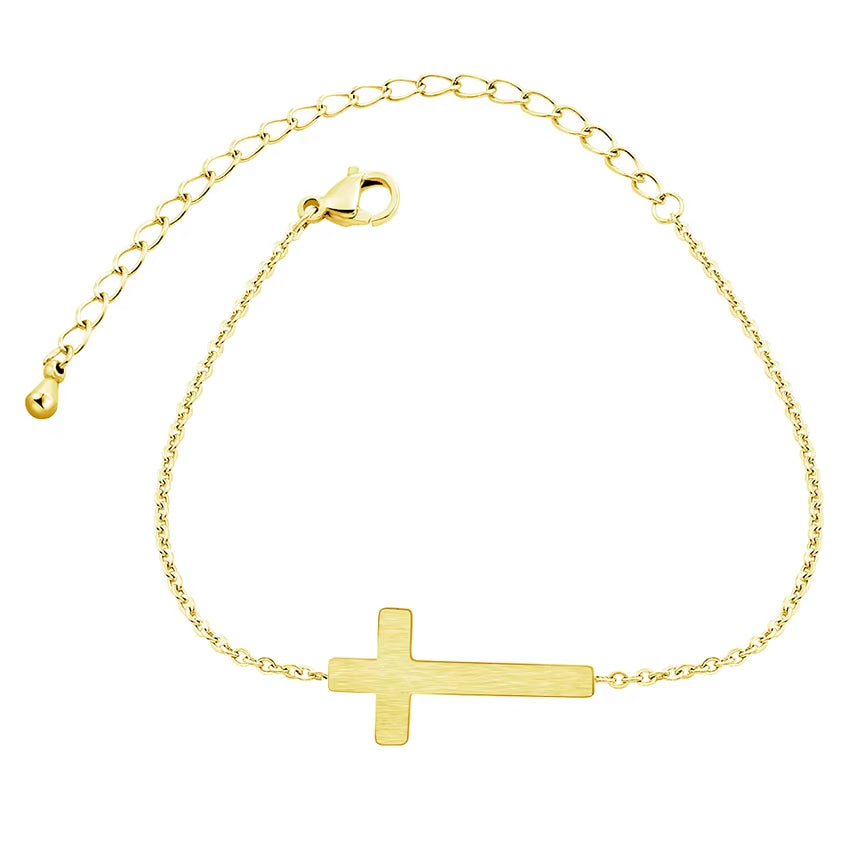 Jesus Cross Charm Bracelets for Women Men Jewelry Stainless Steel Chain Pulseras Christian Crucifix Bileklik Bracelet Homme