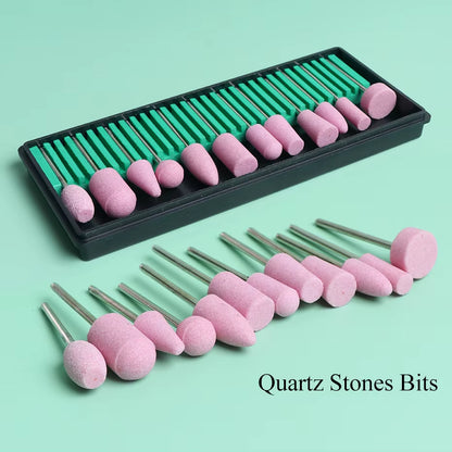 Nail Drill Bits Set Quartz Stone Diamond Wool Milling Cutter for Manicure Tools Grinding Sanding Sander Cuticle Pedicure File