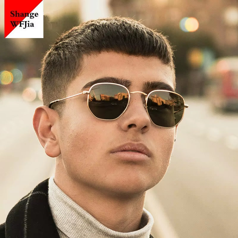 2024 Men Hexagon Sunglases Men Women Brand Driving Shades Male Sunglasses for Men'S Glasses Gafas De Sol UV400