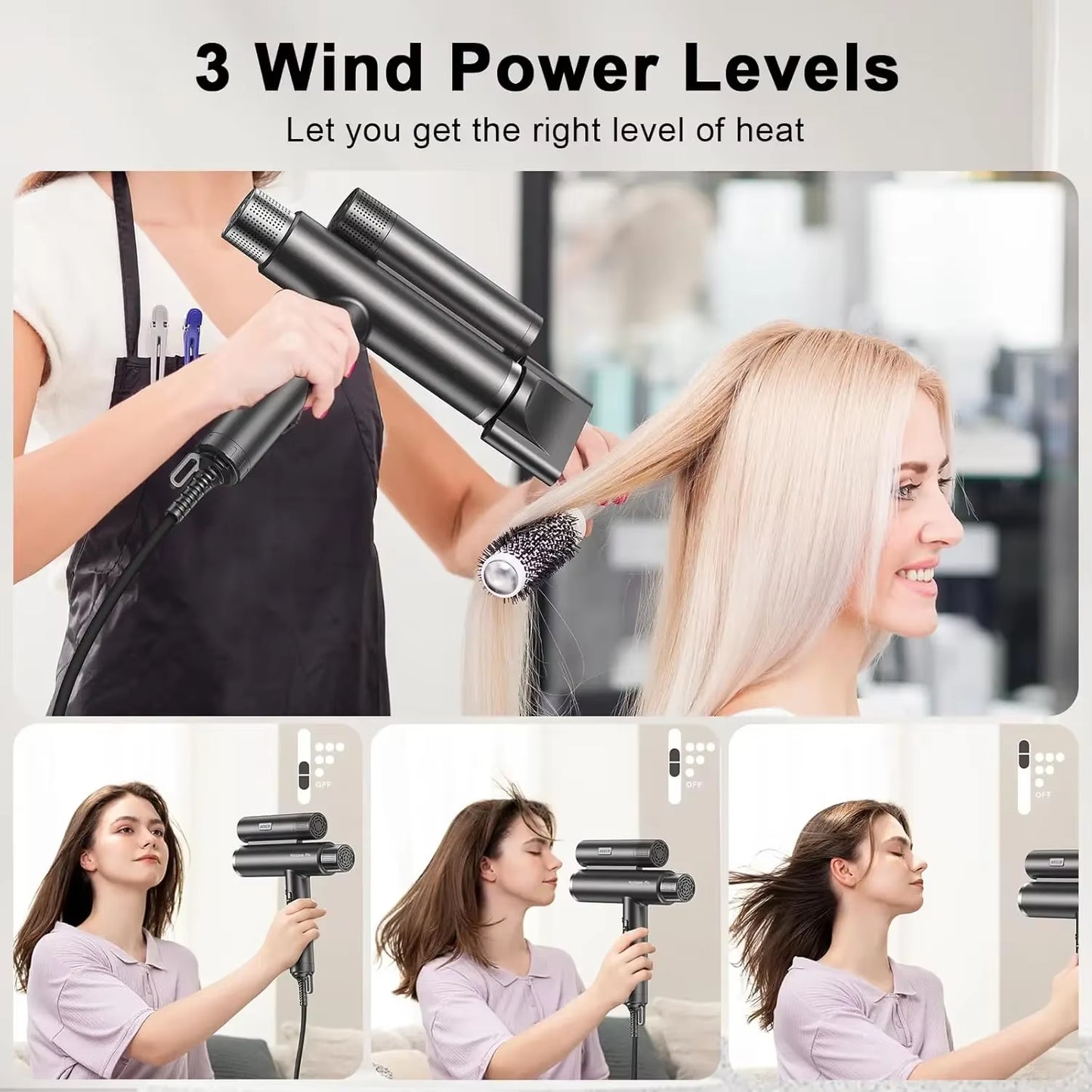 Pro Professional Hair Dryer, Unique 216,000 RPM Dual Brushless Motor | Ionic Blow Dryer for Salon & Home Use | Compact, Lightwei