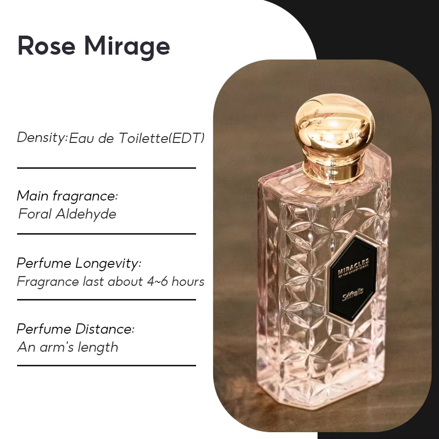 Séfralls ROSE MIRAGE PERFUME FLORAL FRAGRANCE 100Ml/3.4Fl.Oz Luxury Perfume,Long-Lasting Floral Rose Fragrance, Cologne