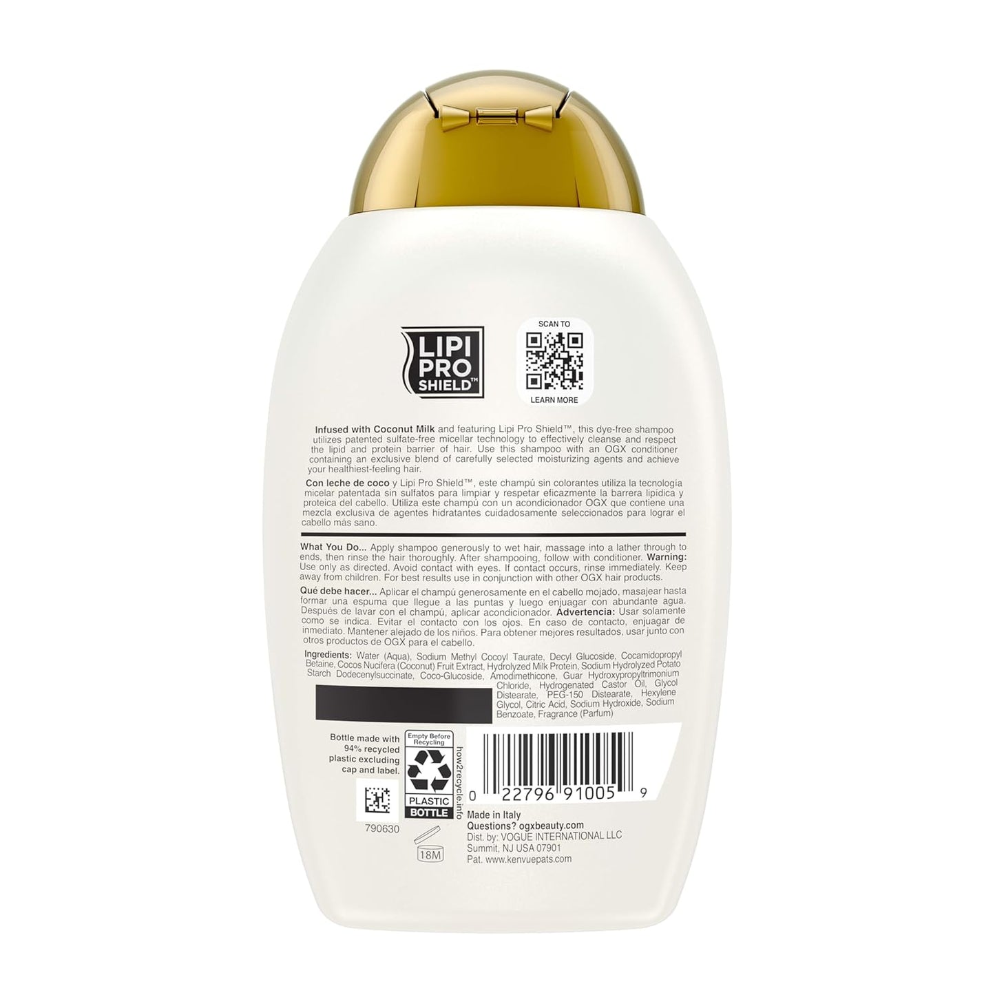 Nourishing + Coconut Milk Moisturizing Shampoo, Hydrating & Restoring Shampoo Moisturizes for Soft Hair after the First Use, Paraben-Free, Sulfate-Free Surfactants, 13 Fl. Oz